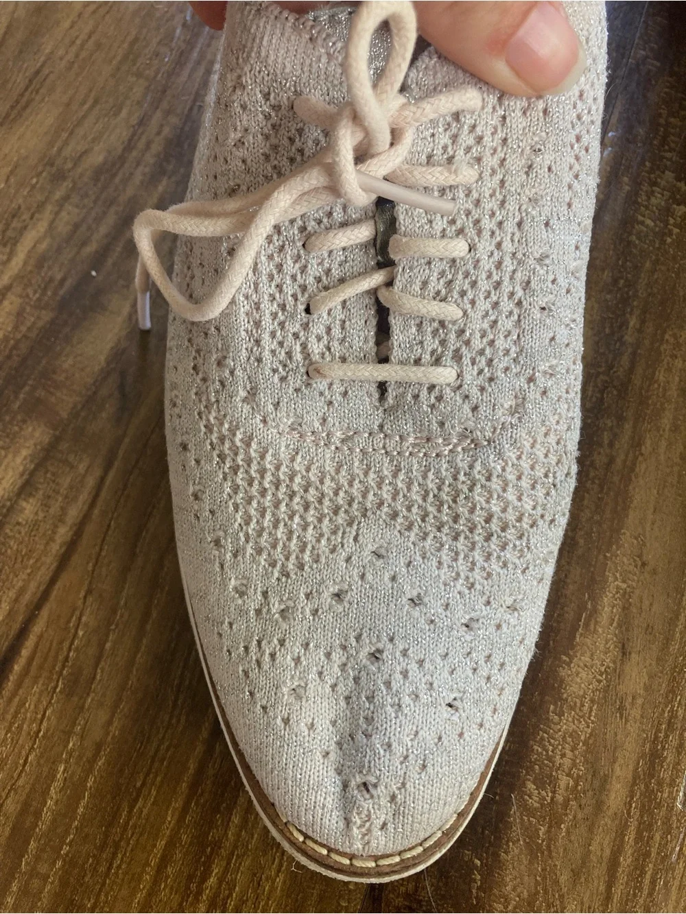 Cole Haan Men’s Knit Lace-Up Oxfords Size 6.5B Cream Silver Brown